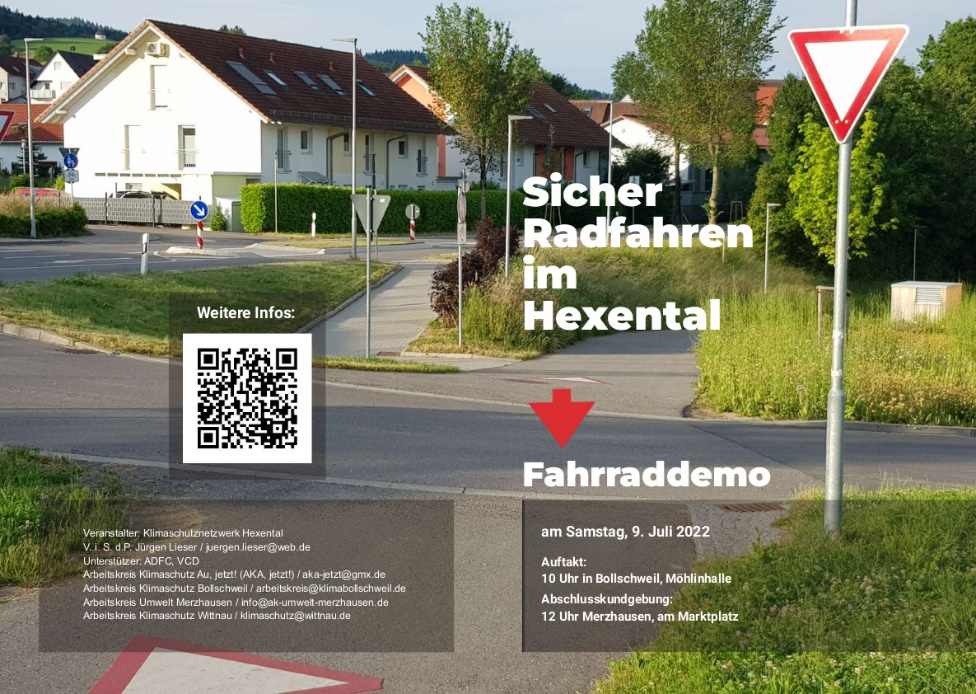 Fahrraddemo: „Sicher Radfahren im Hexental“
